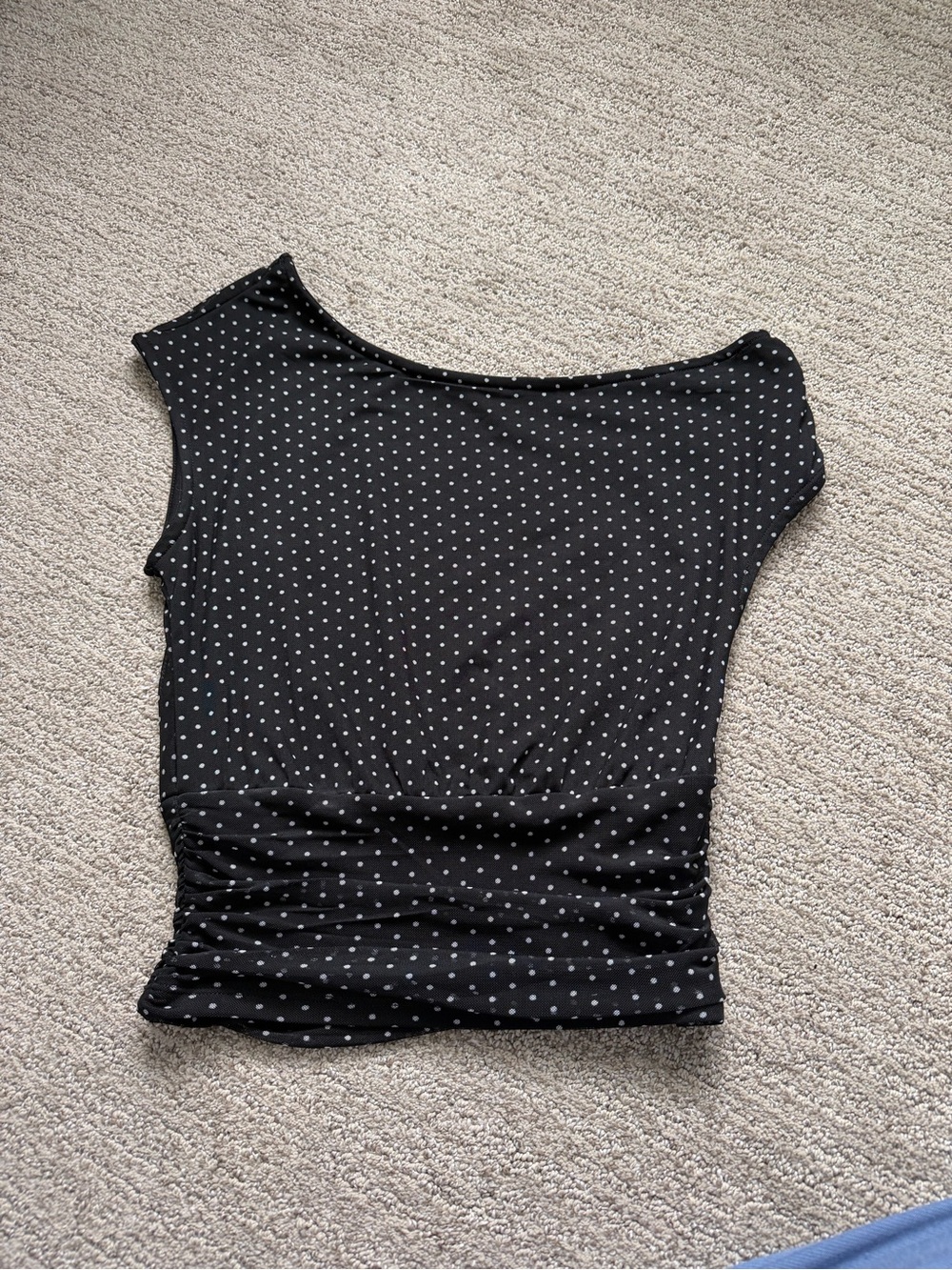 Electric off the shoulder Black Polka Dot Women's Top